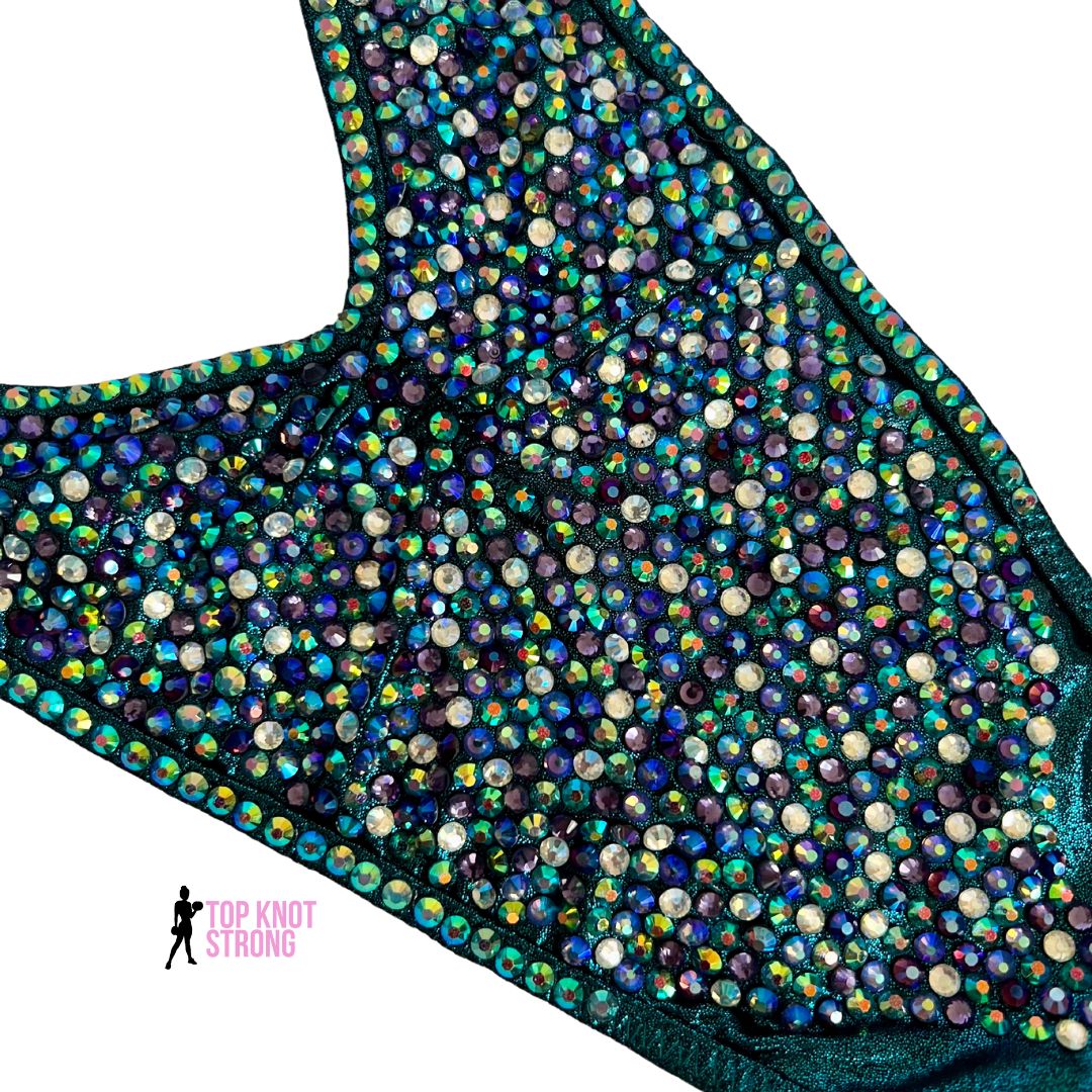 Midnight Shimmer Teal Figure Physique Competition Suit