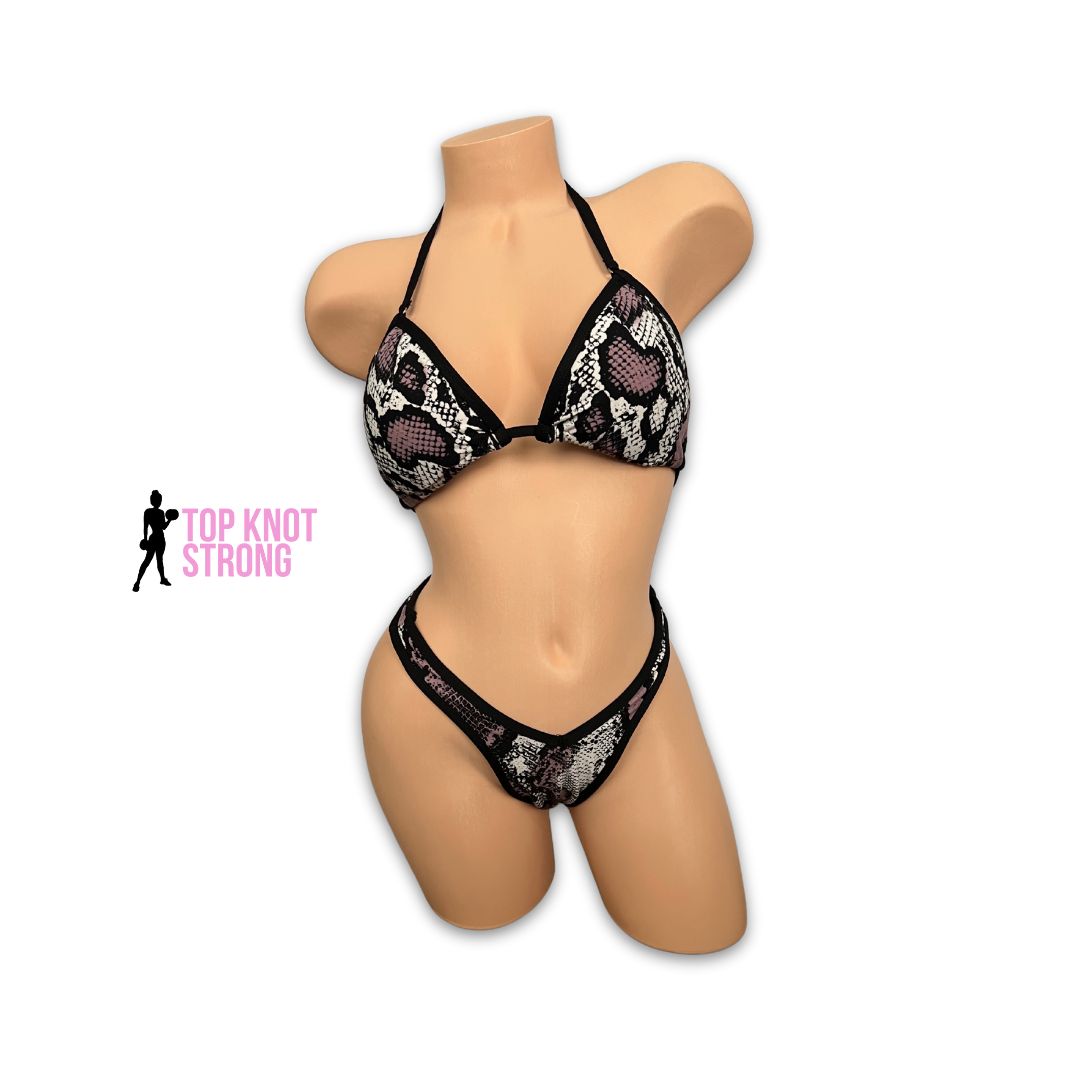 RTS: Mauve Snakeskin Figure Physique Posing Practice Suit | A/B Cup| Small Pro