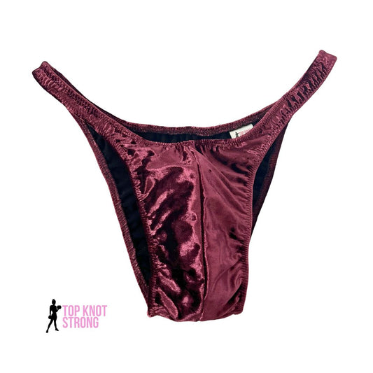 Fig Maroon Velvet Men's Bodybuilding Posing Trunks