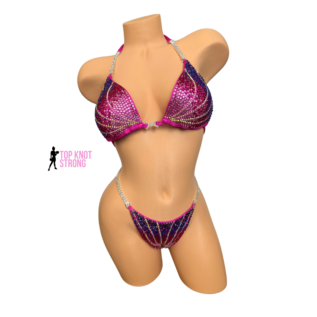 Malibu Sunset Pink and Blue Bikini Competition Suit