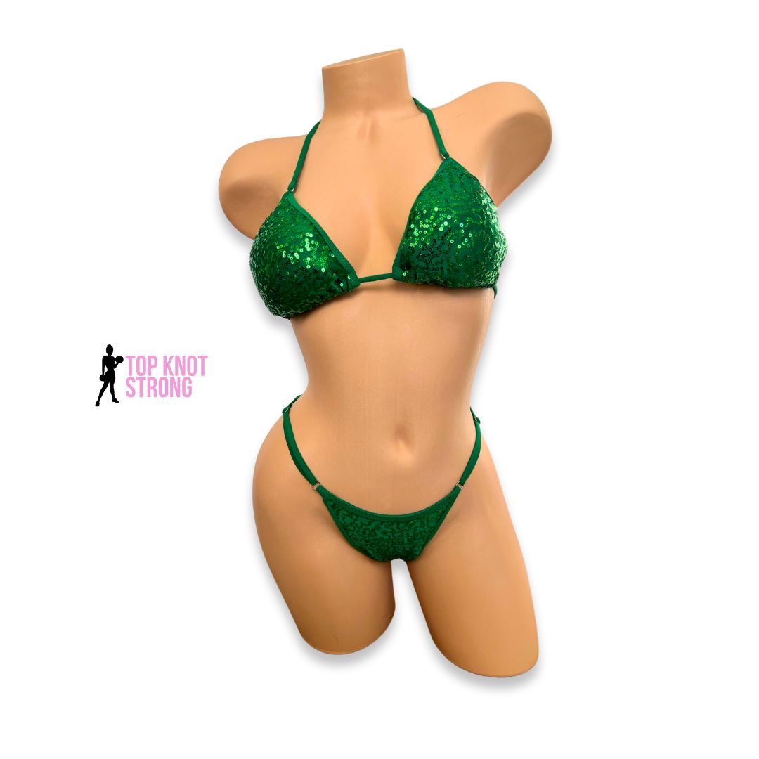 Kelly Green Sequin Practice Posing Bikini