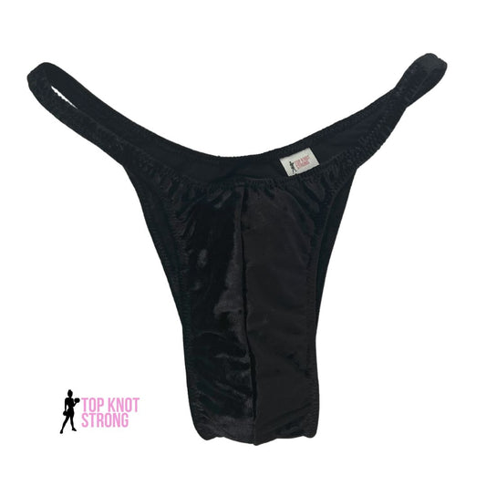 RTS: Black Velvet Men's Bodybuilding Posing Trunks | Medium Pro