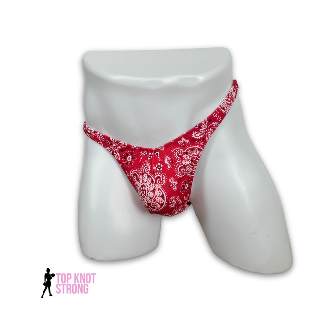 Red Bandana Men's Bodybuilding Posing Trunks