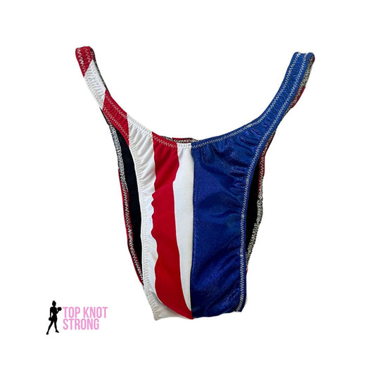 RTS: Red White and Blue Men's Bodybuilding Posing Trunks | Large Pro