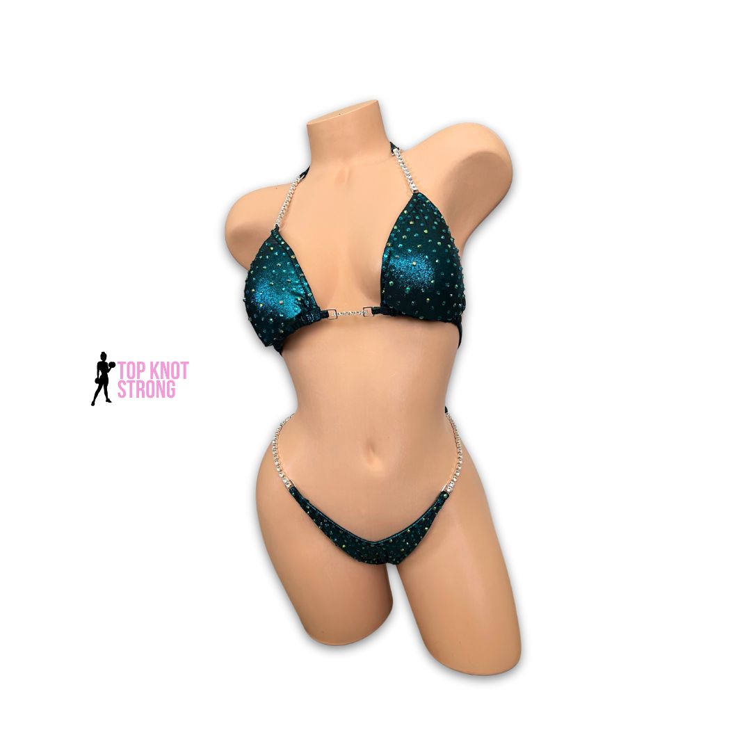 Ethereal Tide Teal Figure Physique Bodybuilding Competition Suit
