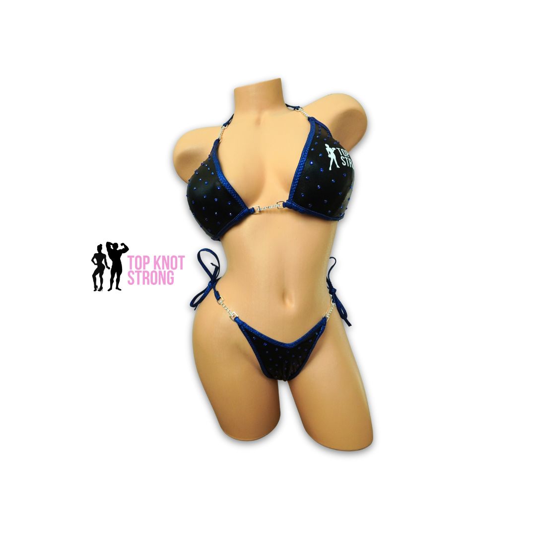 RTS: Team Top Knot Strong Blue and Black Bikini Posing Practice Suit
