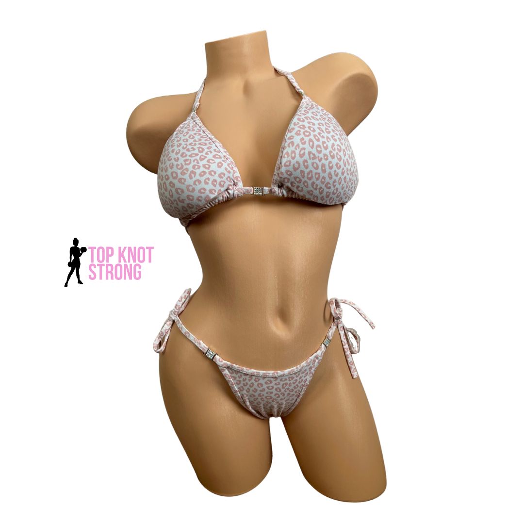 Blush Pink Leopard Print Bikini Practice Posing Suit