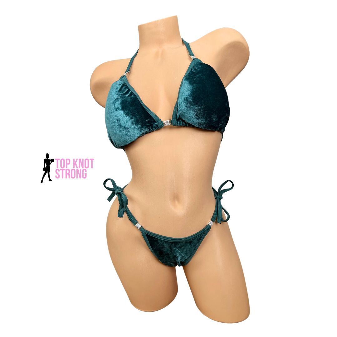 Atlantic Blue Velvet Bikini Posing Practice Suit