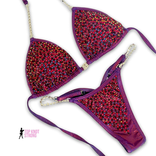 Jolene Plum Purple Crystal Bikini Competition Suit