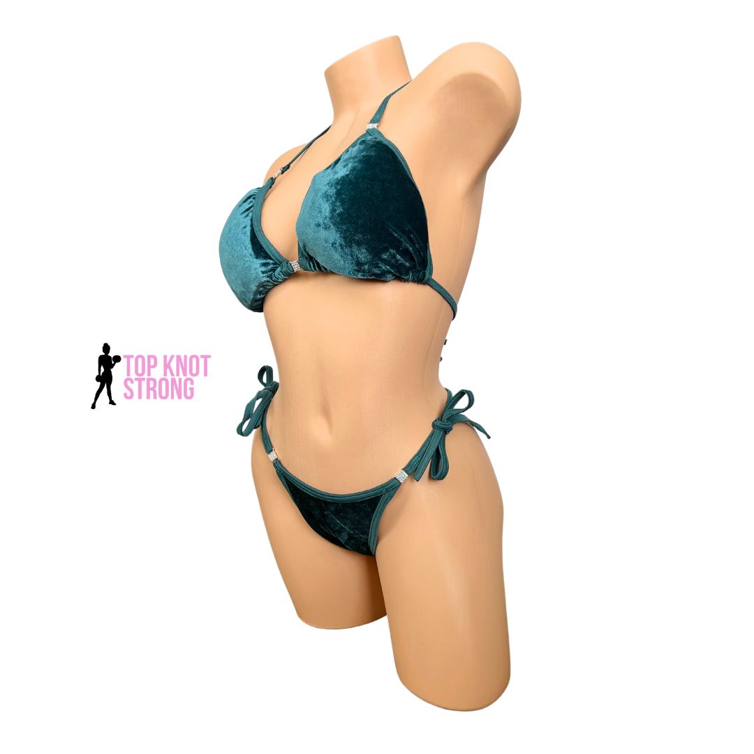 Atlantic Blue Velvet Bikini Posing Practice Suit