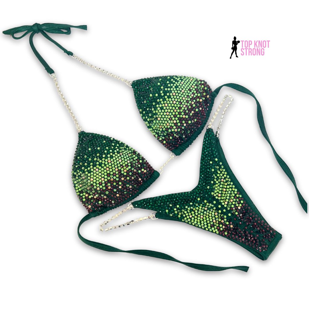 Vipers Kiss Forest Green Crystal Wellness Competition Suit