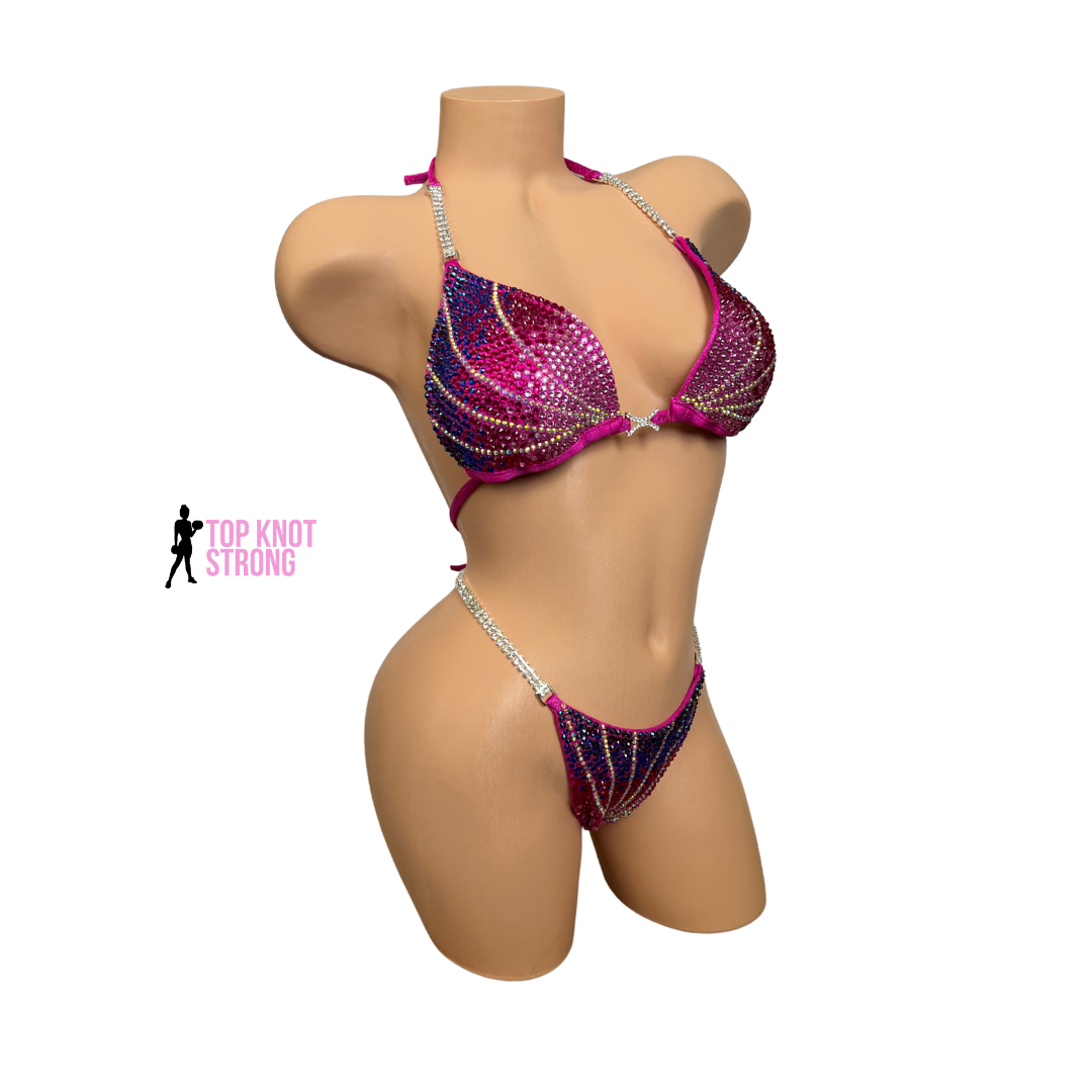Malibu Sunset Pink and Blue Bikini Competition Suit