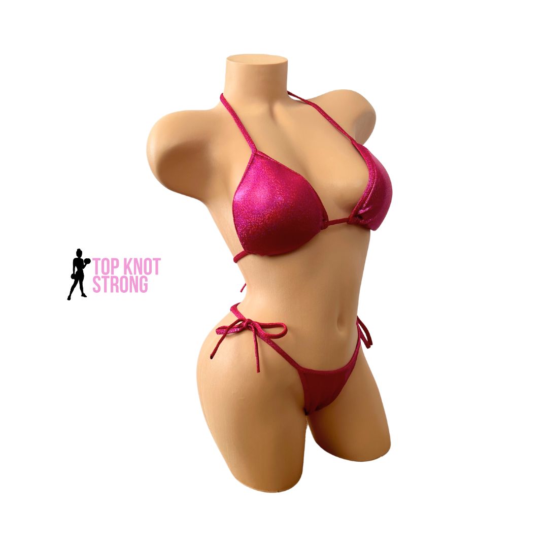 Raspberry Red Bikini Posing Practice Suit