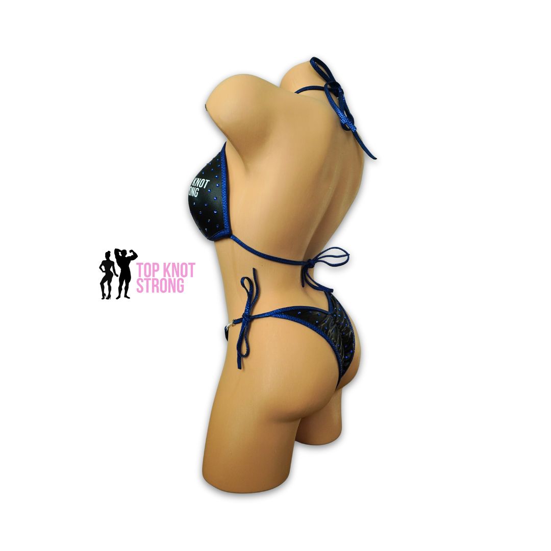 RTS: Team Top Knot Strong Blue and Black Bikini Posing Practice Suit