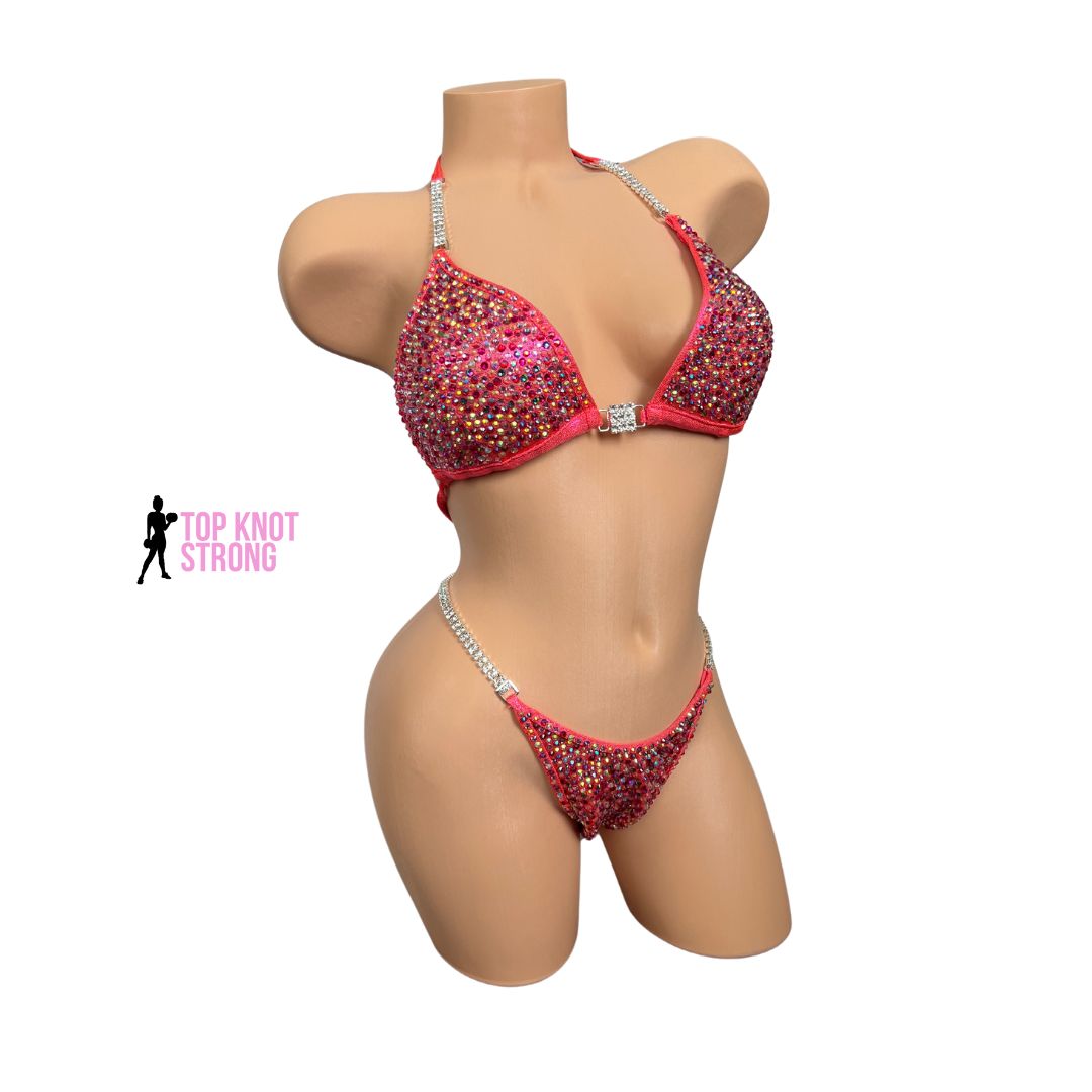 Coral Crush Crystal Bikini Competition Suit