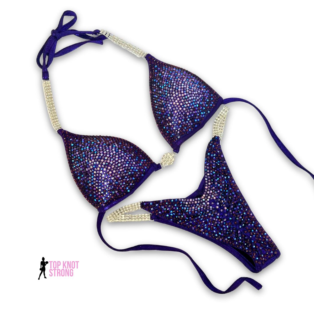 Cosmic Vortex Dark Purple Crystal Wellness Competition Suit