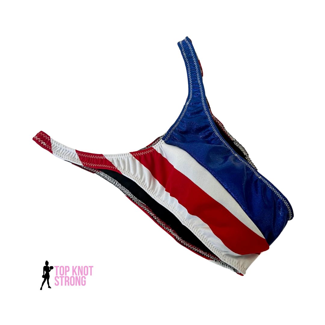 RTS: Red White and Blue Men's Bodybuilding Posing Trunks | Large Pro