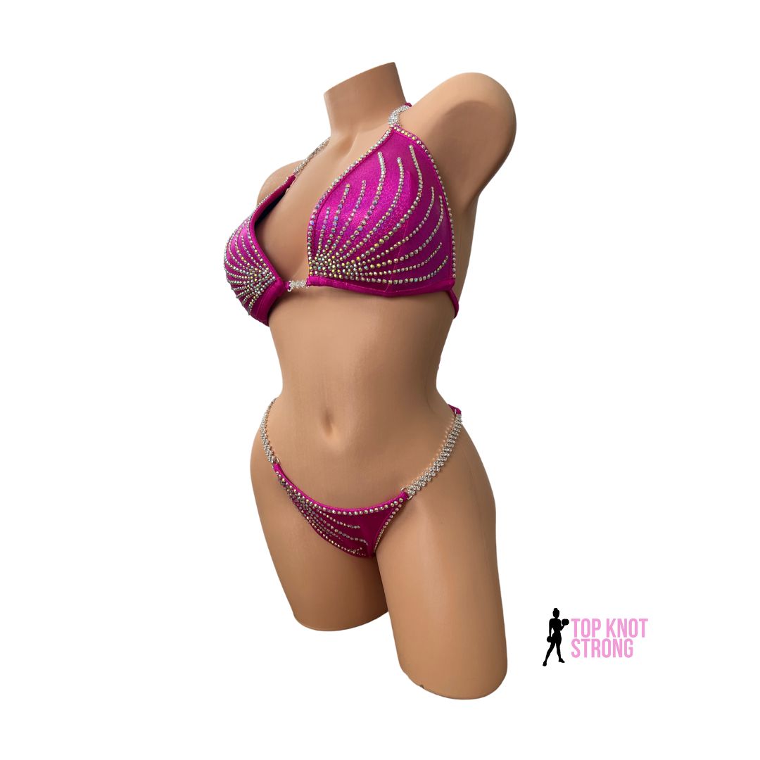 Elle Malibu Pink Crystal Bikini Competition Suit