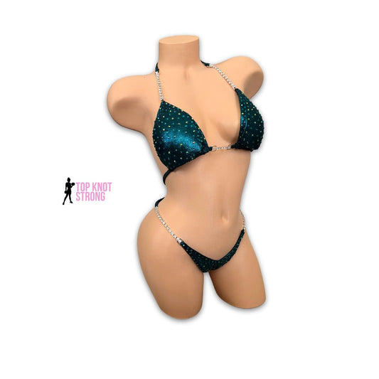 Ethereal Tide Teal Figure Physique Bodybuilding Competition Suit