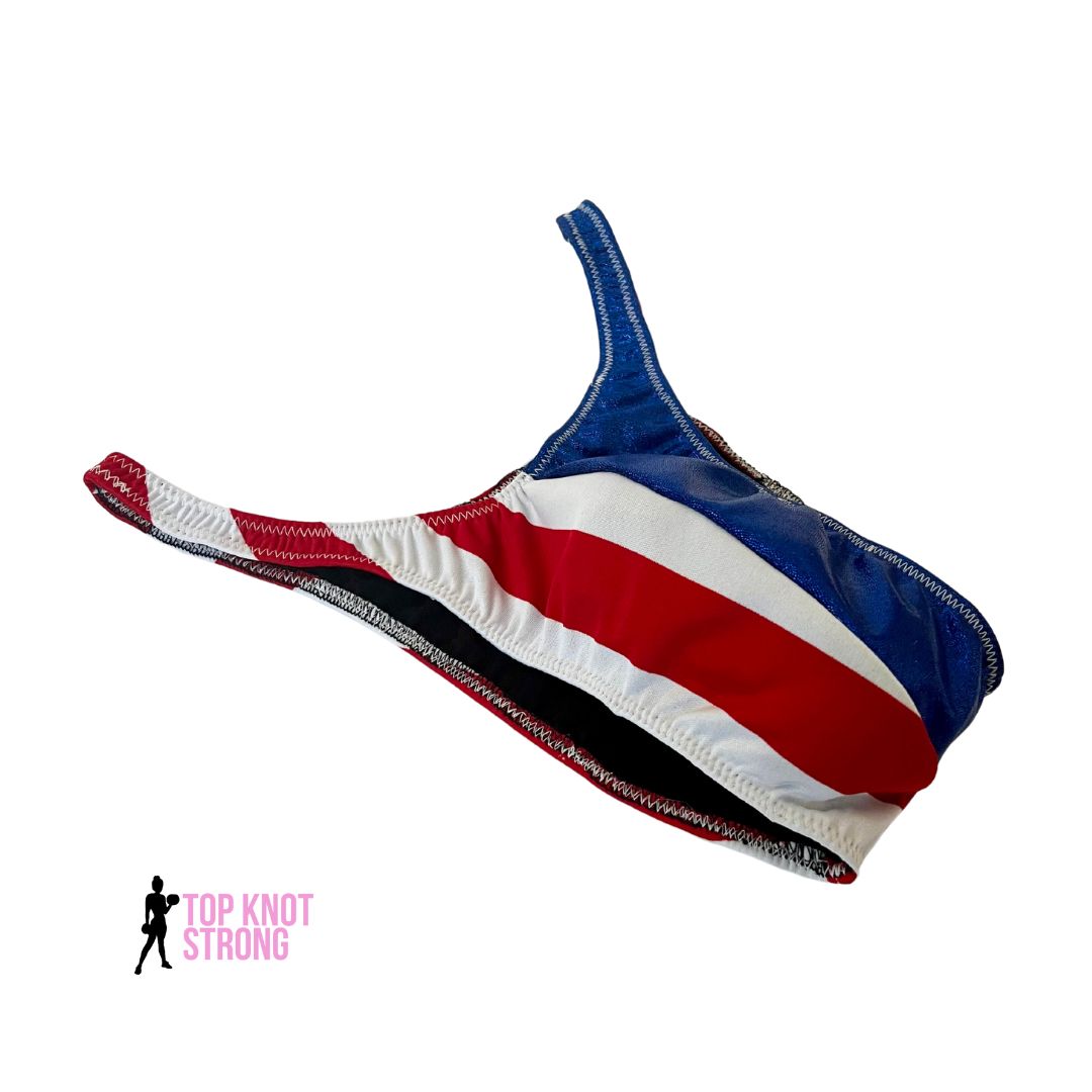 RTS: Red White and Blue Men's Bodybuilding Posing Trunks | Large Pro