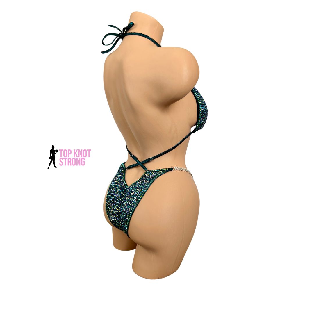 Midnight Shimmer Teal Figure Physique Competition Suit