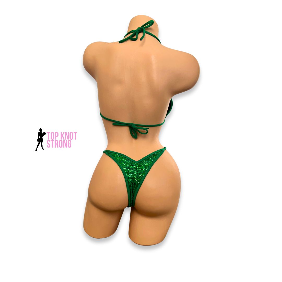 Kelly Green Sequin Practice Posing Bikini