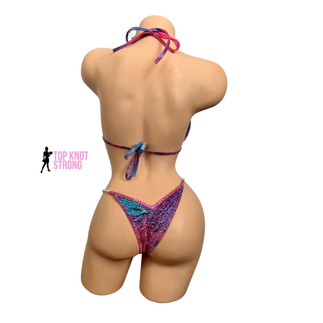 Cotton Candy Pink and Blue Bikini Competition Suit