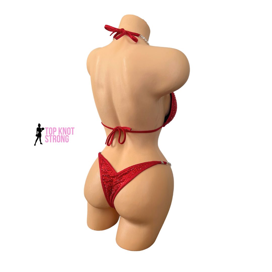 Ruby Red Crystal Bikini Competition Suit