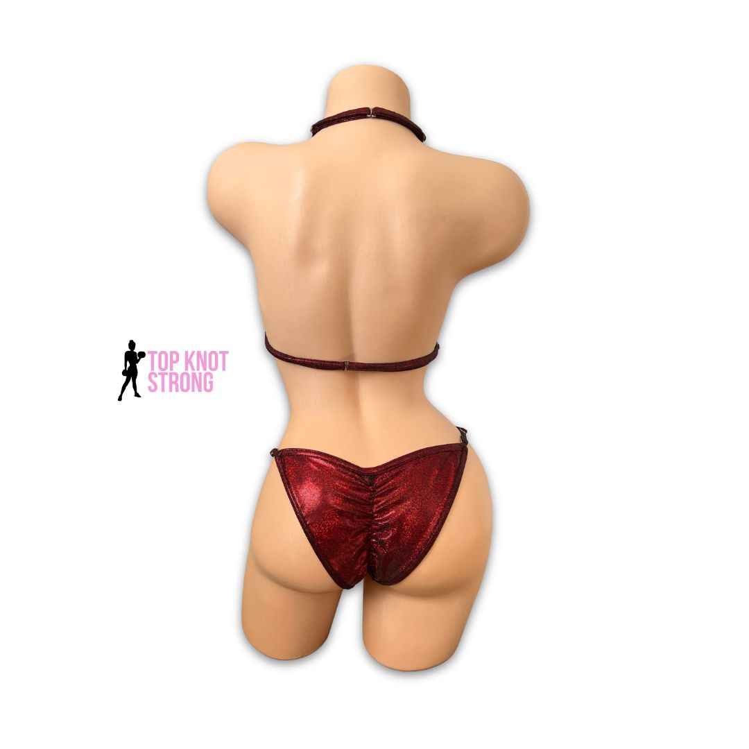 Cranberry Red Fit Model Bikini Competition Suit