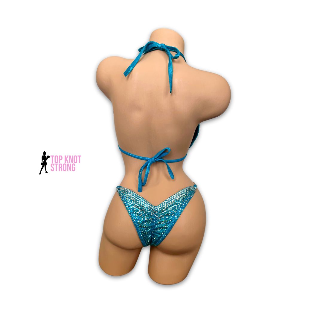 Elsa Aqua Blue Crystal Bikini Competition Suit