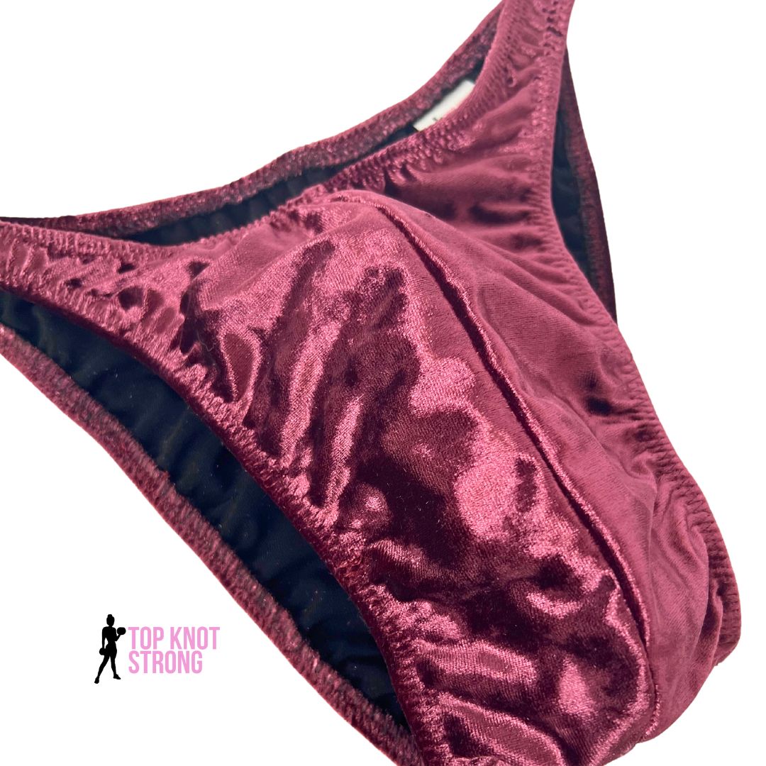 RTS: Fig Maroon Velvet Men's Bodybuilding Posing Trunks | Medium Pro