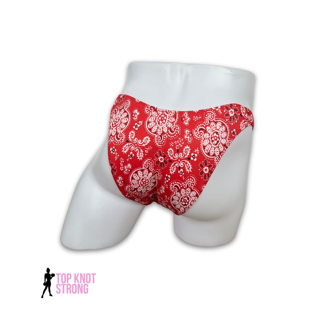 Red Bandana Men's Bodybuilding Posing Trunks