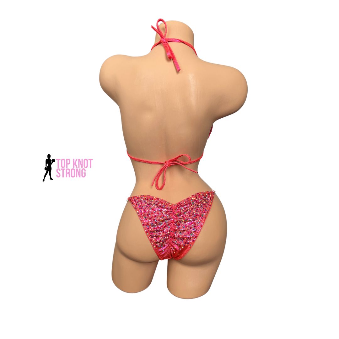 Coral Crush Crystal Bikini Competition Suit