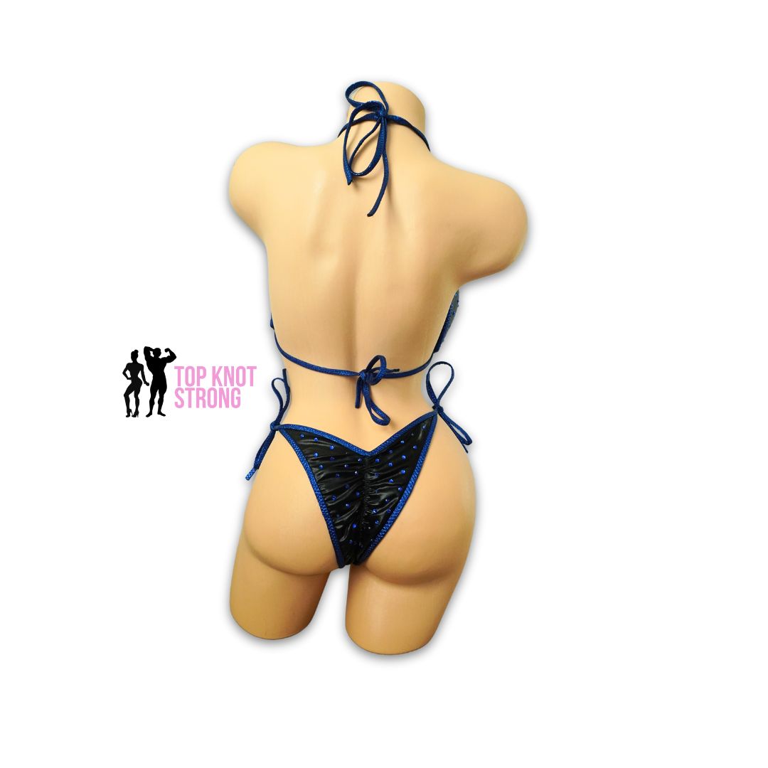 RTS: Team Top Knot Strong Blue and Black Bikini Posing Practice Suit