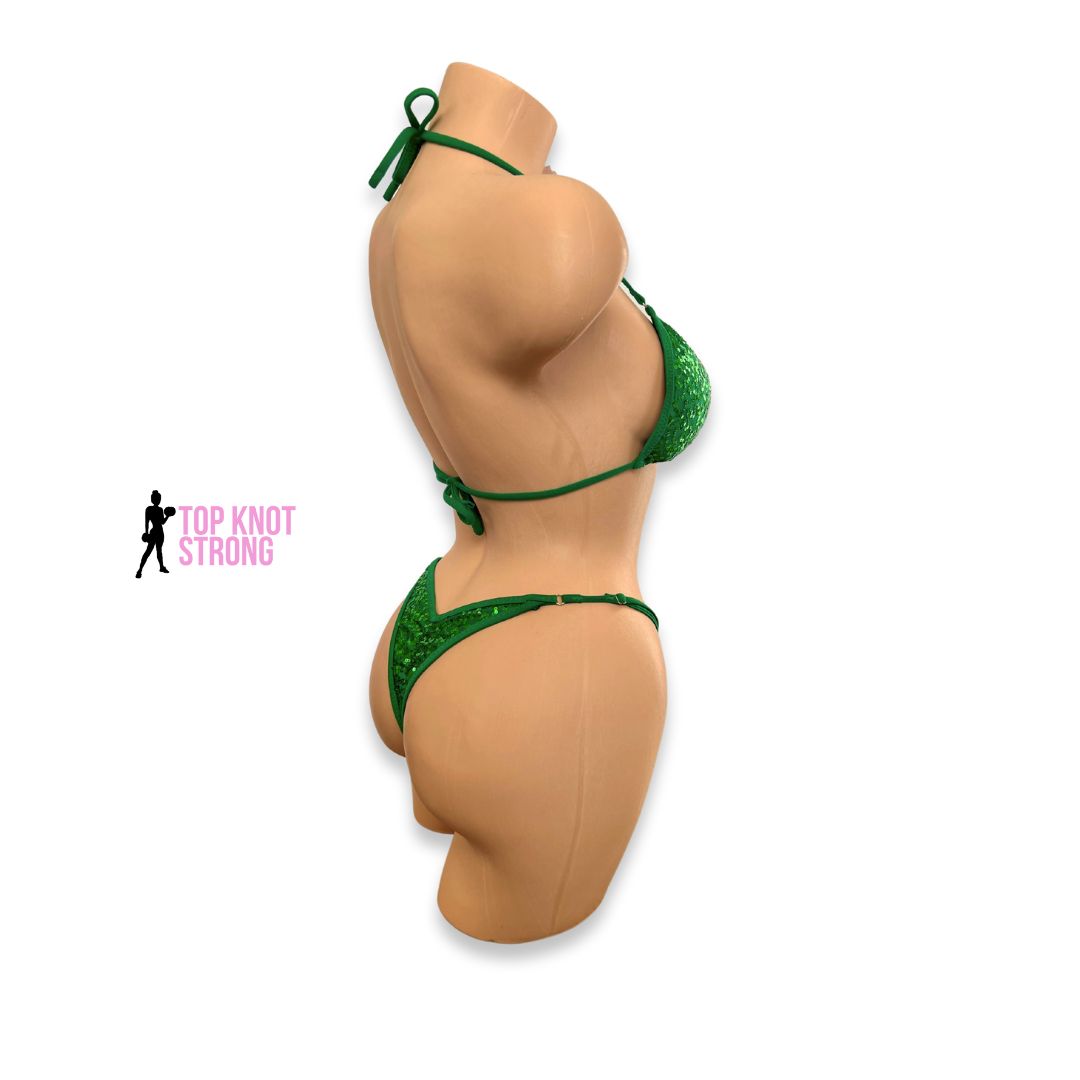 Kelly Green Sequin Practice Posing Bikini