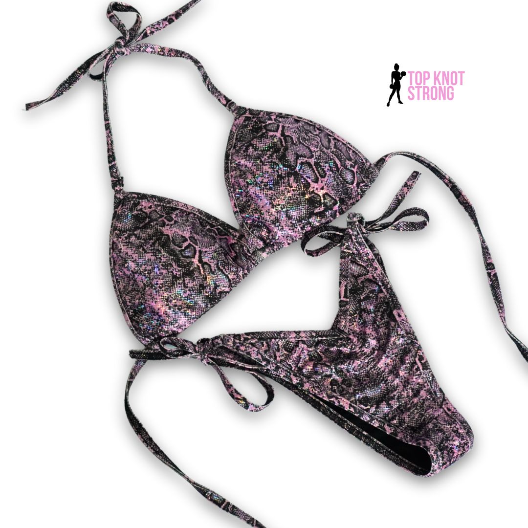 Pink Metallic Snakeskin Wellness Posing Practice Suit