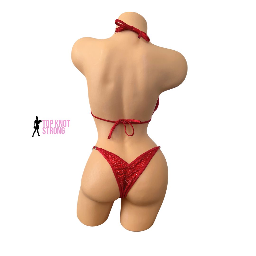 Ruby Red Crystal Bikini Competition Suit