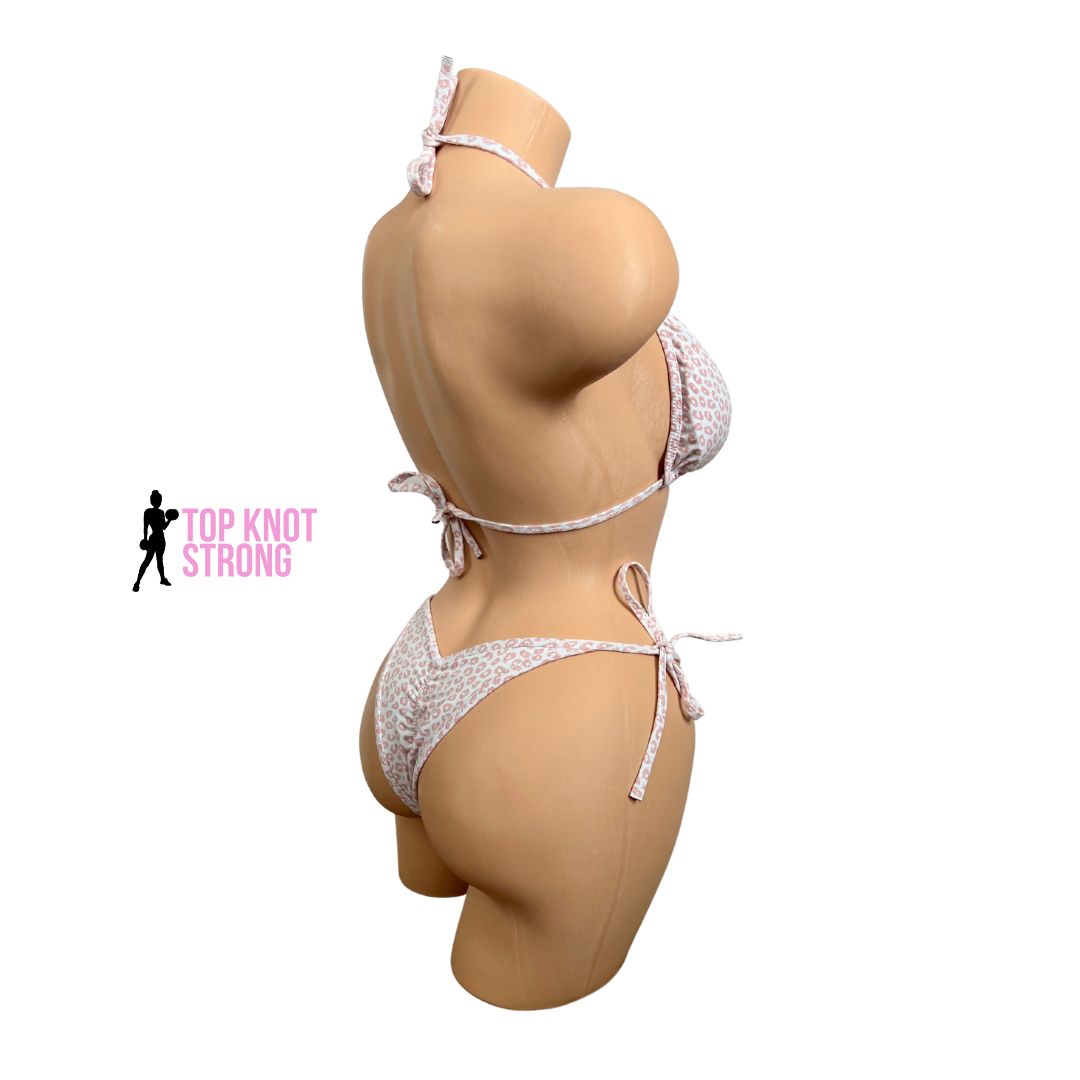 Blush Pink Leopard Print Bikini Practice Posing Suit
