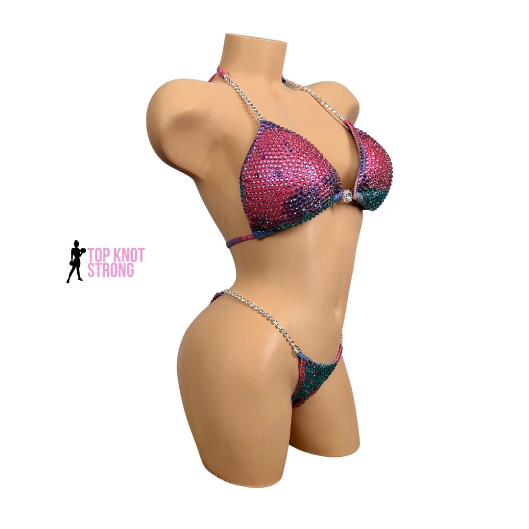 Cotton Candy Pink and Blue Bikini Competition Suit