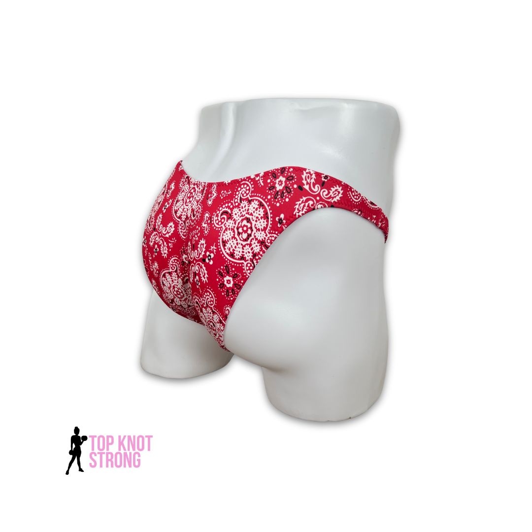 Red Bandana Men's Bodybuilding Posing Trunks