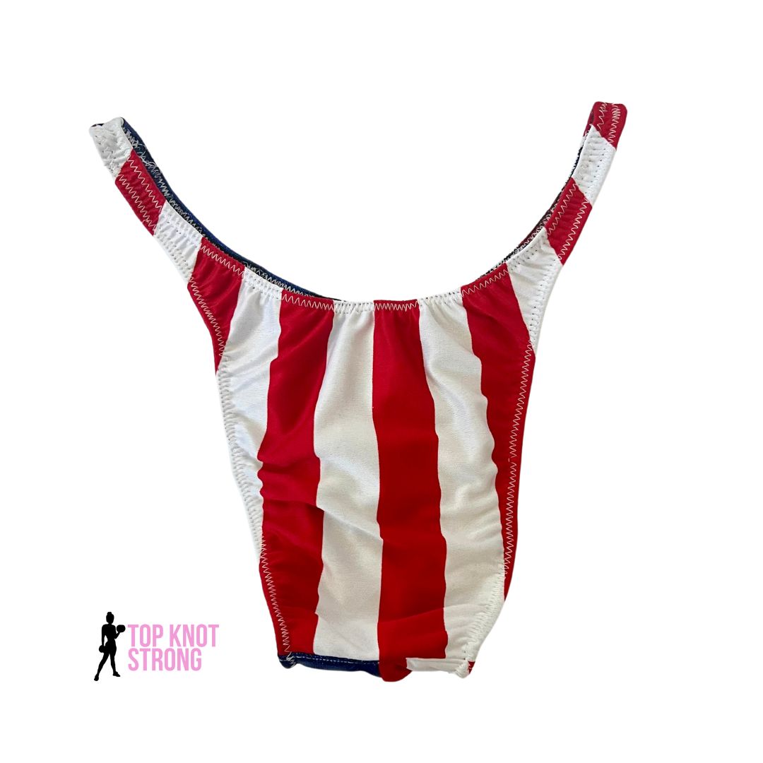 RTS: Red White and Blue Men's Bodybuilding Posing Trunks | Large Pro