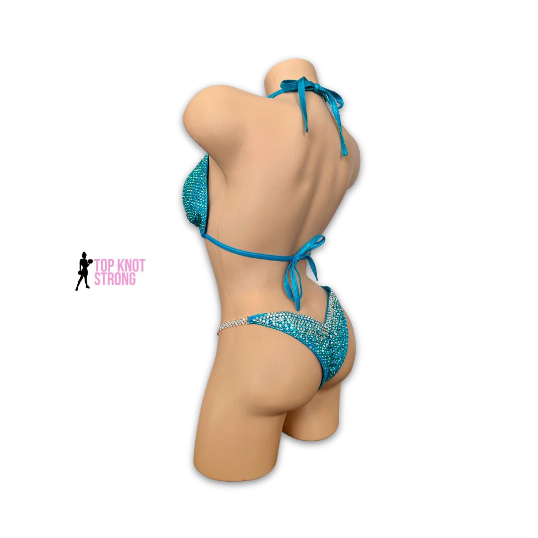 Elsa Aqua Blue Crystal Bikini Competition Suit