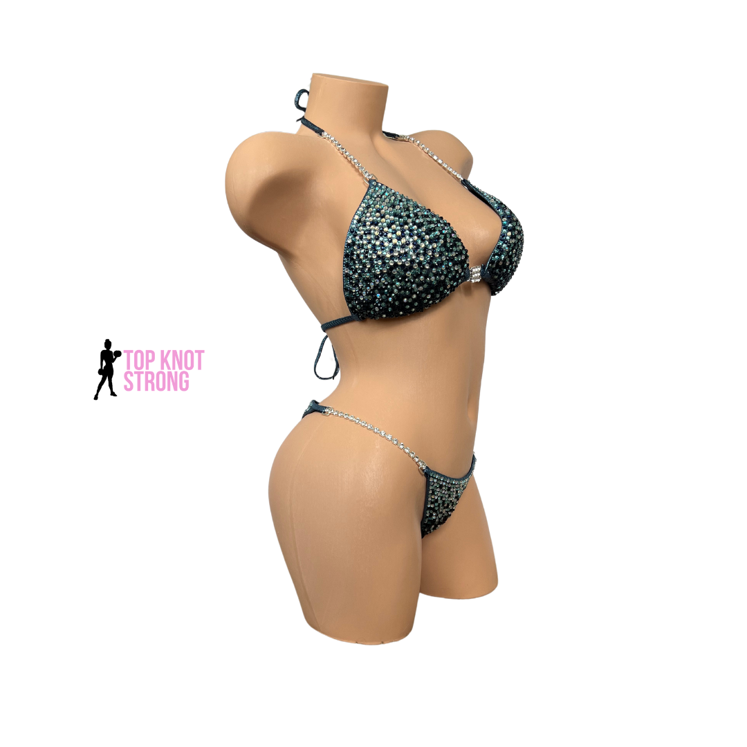 Celestial Siren Blue Crystal Bikini Competition Suit
