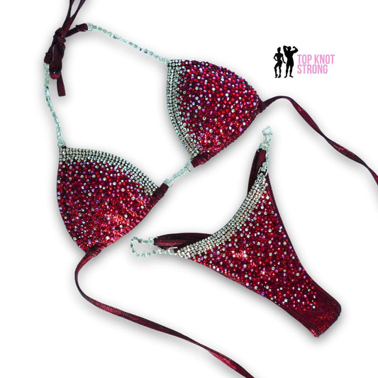 Victoria Cranberry Red Crystal Bikini Competition Suit