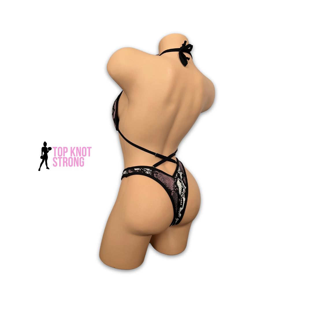 RTS: Mauve Snakeskin Figure Physique Posing Practice Suit | A/B Cup| Small Pro