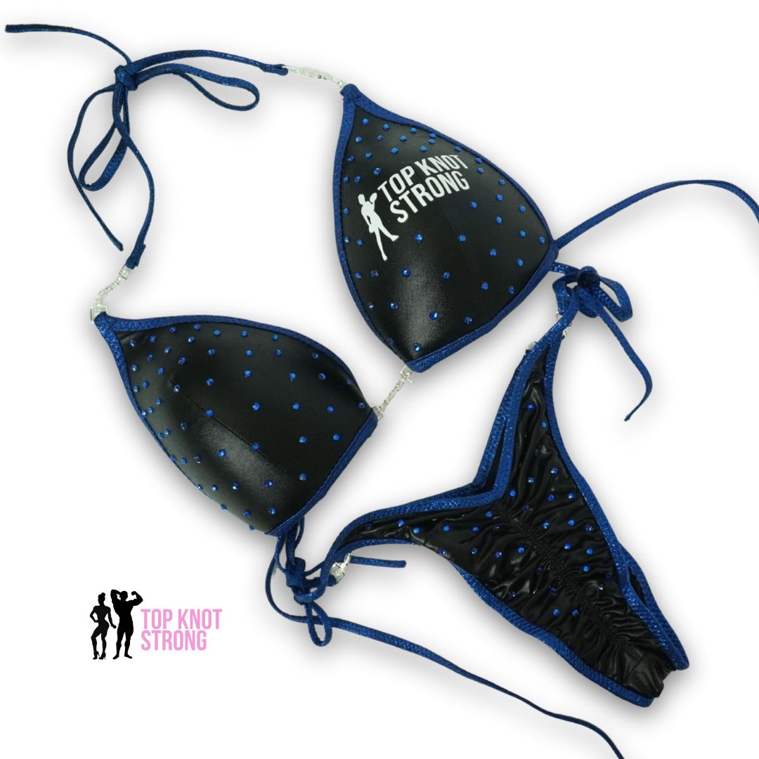 RTS: Team Top Knot Strong Blue and Black Bikini Posing Practice Suit