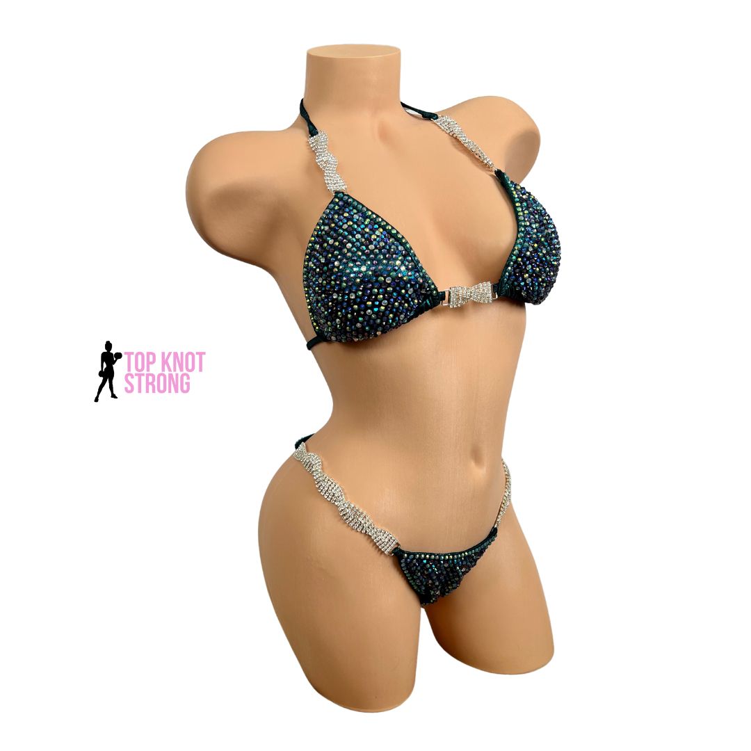 Midnight Shimmer Teal Bikini Competition Suit