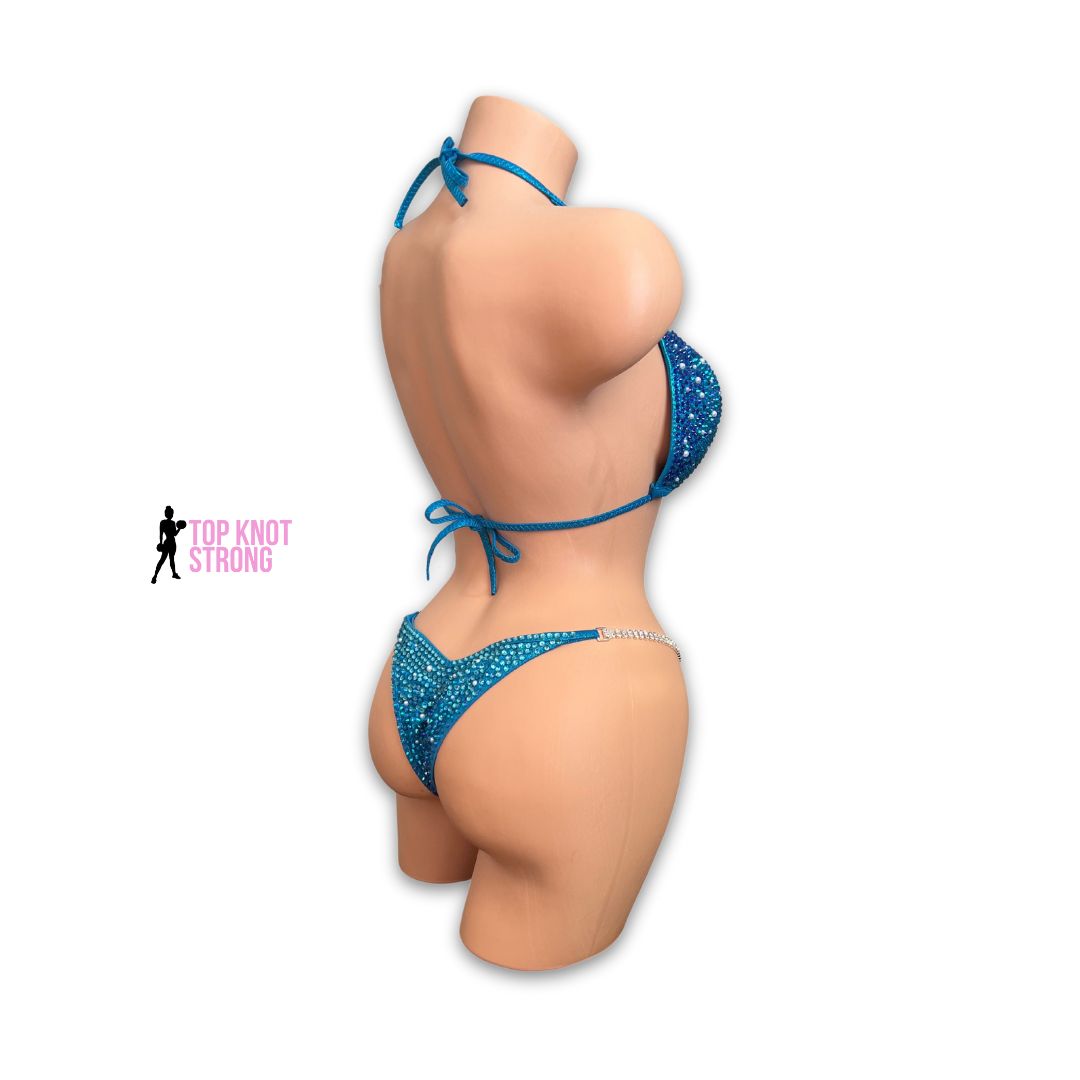 Under the Sea Aqua Blue Crystal Bikini Competition Suit