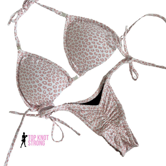Blush Pink Leopard Print Bikini Practice Posing Suit