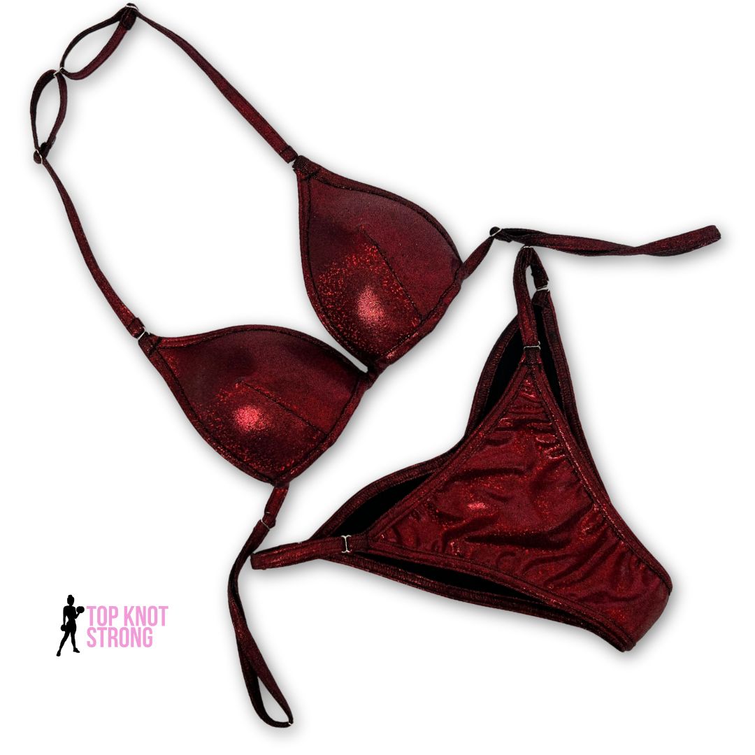 Cranberry Red Fit Model Bikini Competition Suit
